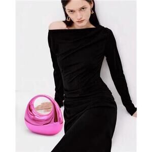 Pink Acrylic Evening Clutch for Women – Metallic Moon Design Party Purse